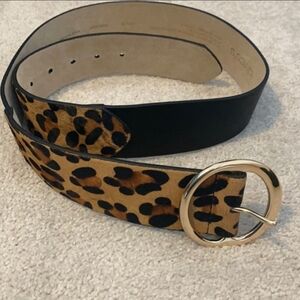 NWOT Chico’s M leopard 🐆 print & blk leather belt